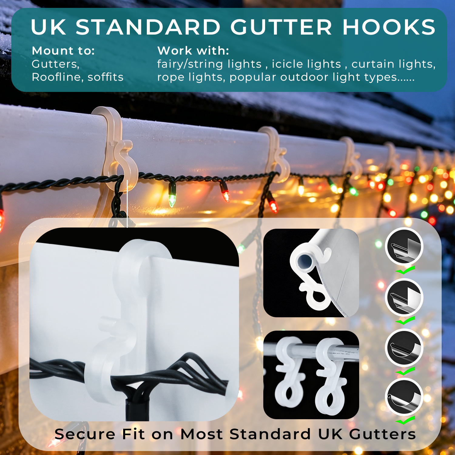 White Gutter Hooks image 2