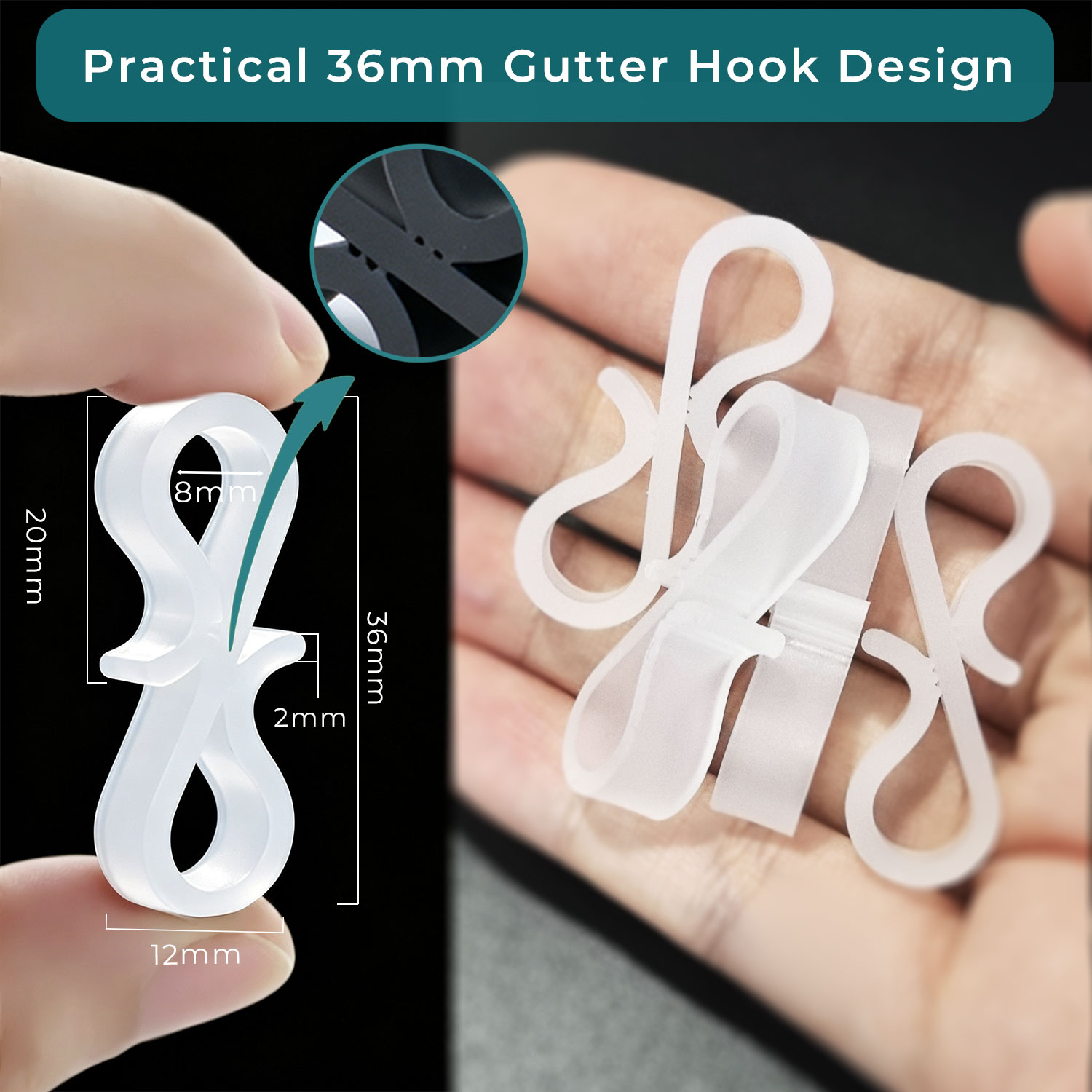White Gutter Hooks-Easy Fit image 2