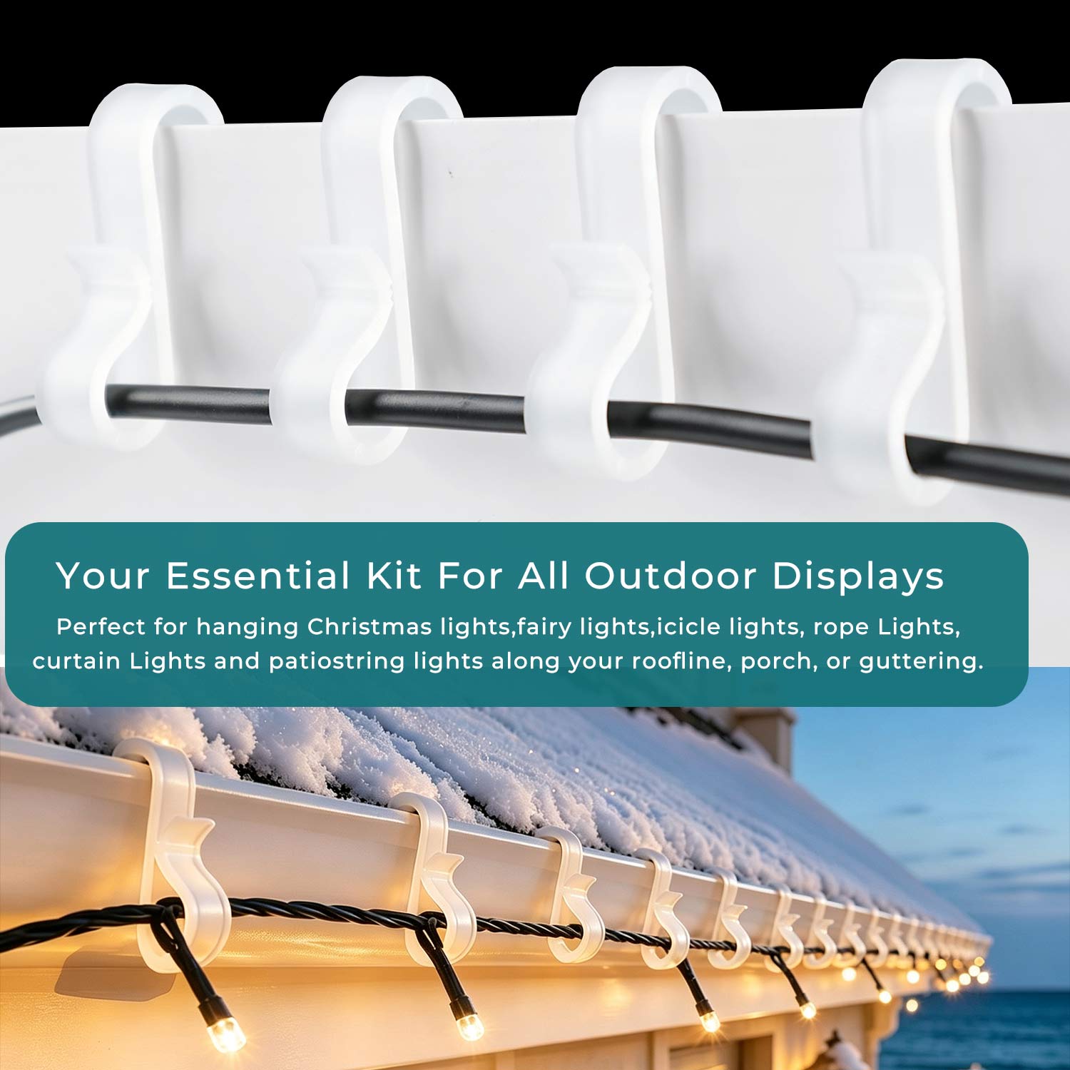 White Gutter Hooks-Easy Fit image 7